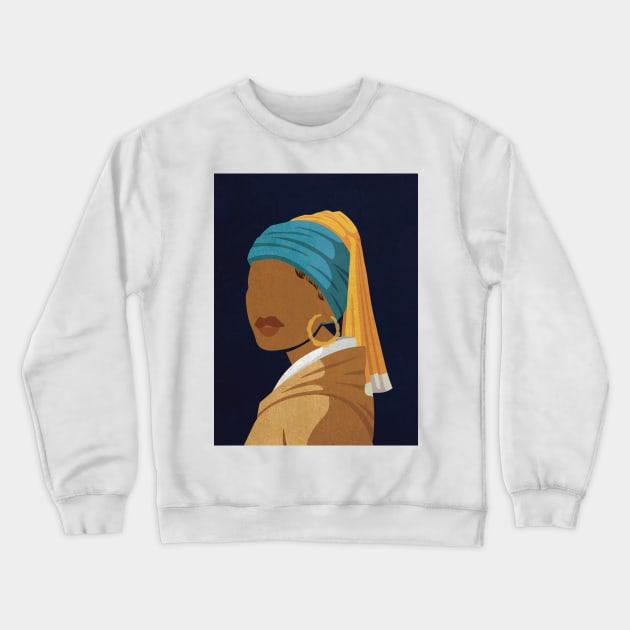 Girl with the Bamboo Earring Crewneck Sweatshirt by DomoINK